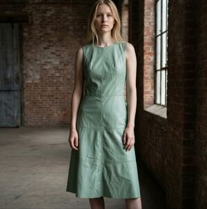 Simply Vera Vera Wang Sage Faux Leather A-Line Dress • Size S